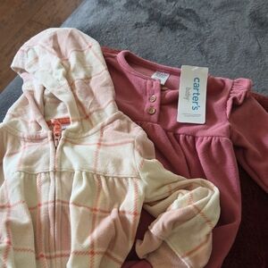 Carter's Pink and Cream Baby Hoodie 2 Piece Set Nwt
